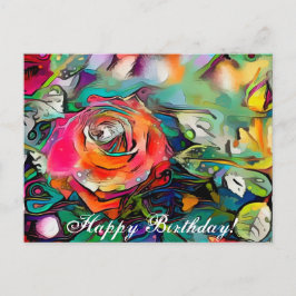 Helder kleurrijk roos Happy Birthday Briefkaart