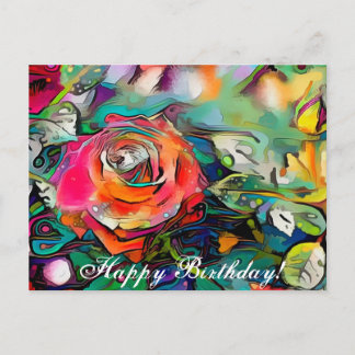 Helder kleurrijk roos Happy Birthday Briefkaart