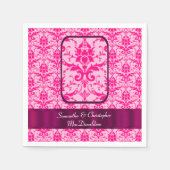 Helder kleurrijk Roze bruiloft damast patroon Servetten (Voorkant)
