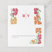 Helder & Kleurrijk Roze en Oranje Bloemen Bruiloft Plaatskaartje (Buitenkant ongevouwen)