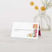 Helder & Kleurrijk Roze en Oranje Bloemen Bruiloft Plaatskaartje (Voorkant)