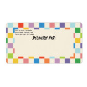 Helder kleurrijk schaakbord met retouradres etiket (Voorkant)