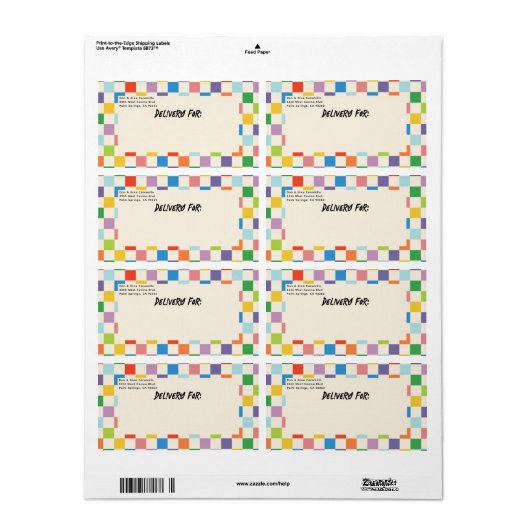 Helder kleurrijk schaakbord met retouradres etiket (Full Sheet)