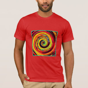 Helder kleurrijk spiraalvormig patroon t-shirt
