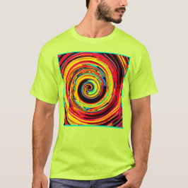 Helder kleurrijk spiraalvormig patroon t-shirt