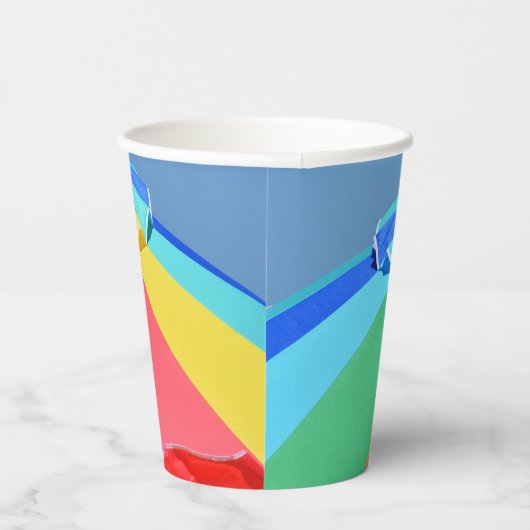 Helder kleurrijk strand paraplu zomer leuk feest papieren bekers (Rechts)