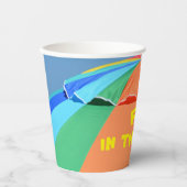 Helder kleurrijk strand paraplu zomer leuk feest papieren bekers (Voorkant)