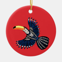 Helder kleurrijk tropisch Oerwoud Toucan Bird Keramisch Ornament