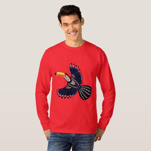 Helder kleurrijk tropisch Oerwoud Toucan Bird T-shirt (Voorkant volledig)