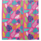 Helder kleurrijk tropisch zomerbladpatroon douchegordijn (Voorkant)