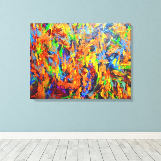 Helder Kleurrijk Veelkleurig Abstract Kunst Schild Canvas Afdruk (Insitu (Houten vloer))