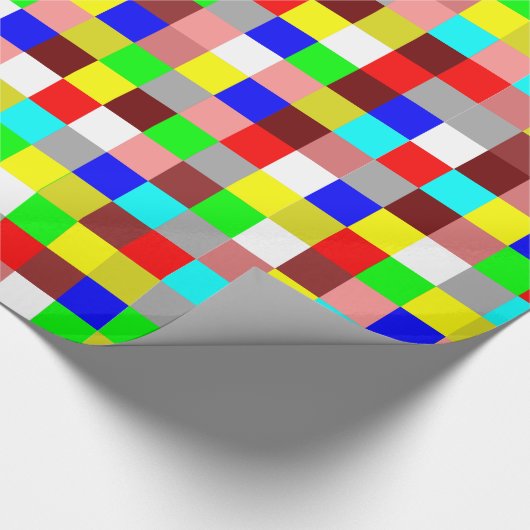 Helder kleurrijk vierkant geruit cadeaupapier (Hoek)