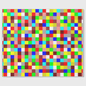 Helder kleurrijk vierkant geruit cadeaupapier (Vlak)