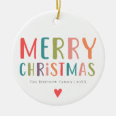 Helder & kleurrijk Vrolijk Kerstgezin Keramisch Ornament (Voorkant)