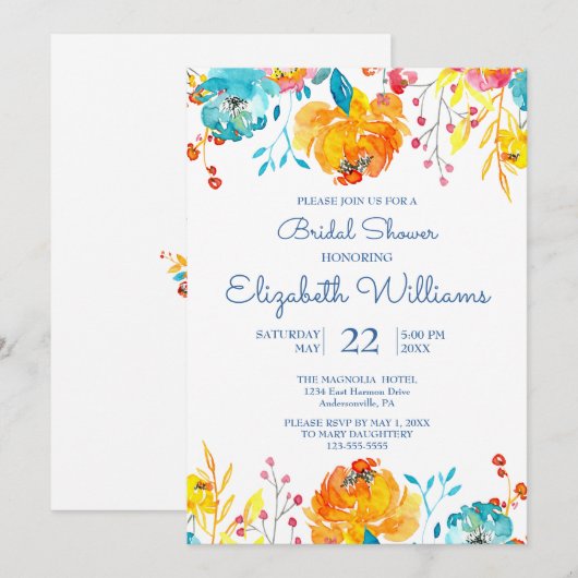 Helder kleurrijk Waterverf bloemig Vrijgezellenfee Kaart (Voorkant / Achterkant)