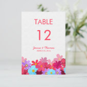 Helder & Kleurrijke Bloem Bruiloft Tafelkaarten Kaart (Staand voorkant)
