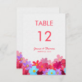 Helder & Kleurrijke Bloem Bruiloft Tafelkaarten Kaart (Voorkant / Achterkant)