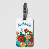 Helder Kleurrijke Bloemboeket Persoonlijk Bagagelabel (Voorkant (verticaal))