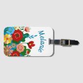 Helder Kleurrijke Bloemboeket Persoonlijk Bagagelabel (Voorkant (horizontaal))