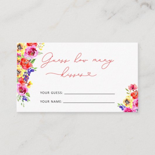 Helder kleurrijke bloemen hoeveel kussen bruids sp informatiekaartje (Voorkant)