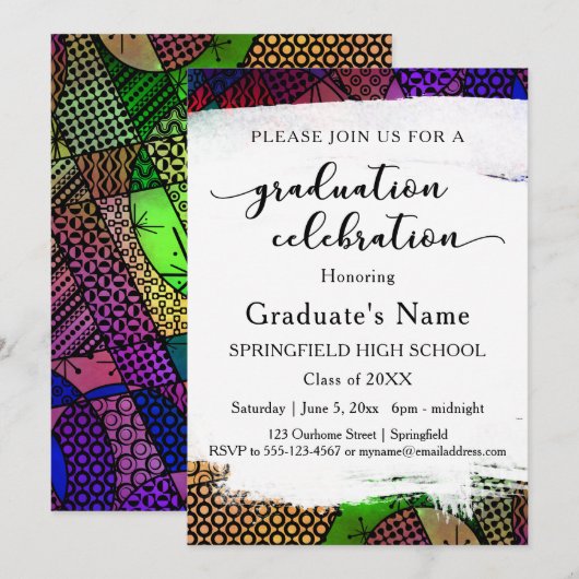 Helder Kleurrijke Geometrische Patroon Graduation  Kaart (Voorkant / Achterkant)