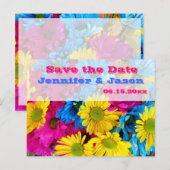 Helder kleurrijke Gerber Daisy Bouquet sla de datu Aankondigingskaart (Voorkant / Achterkant)