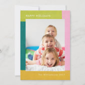 Helder Kleurrijke Kerst Familie Foto Feestdagenkaart (Voorkant)