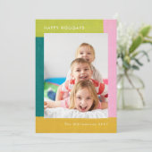 Helder Kleurrijke Kerst Familie Foto Feestdagenkaart (Staand voorkant)