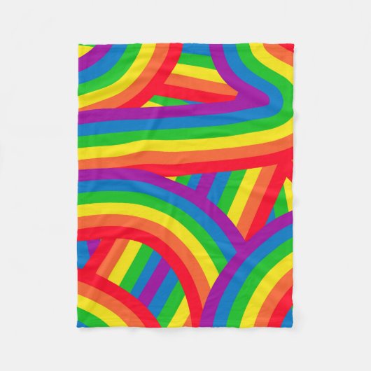 Helder Kleurrijke Leuke Regenboog Strepen Patroon Fleece Deken (Voorkant)