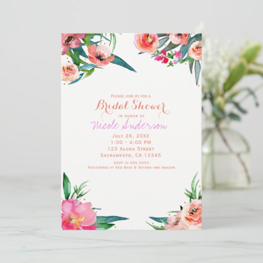 Helder Kleurrijke Leuke Zomer Waterverf Bloemen Ch Kaart (Staand voorkant)