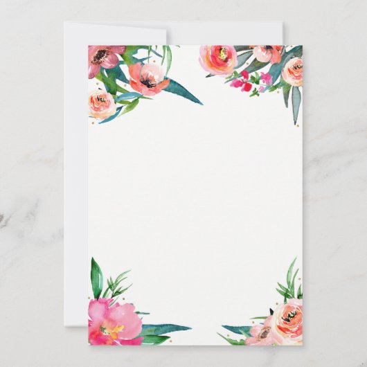 Helder Kleurrijke Leuke Zomer Waterverf Bloemen Ch Kaart (Achterkant)