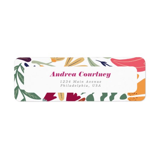 Helder Kleurrijke Ongepaste Bloem Bruiloft Feest Etiket (Voorkant)