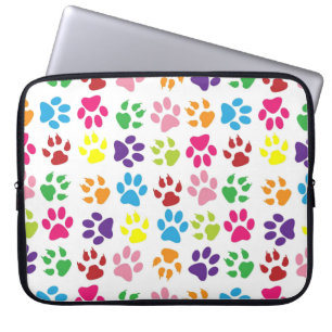 Helder Kleurrijke Pootafdrukken Patroon Laptop Sleeve