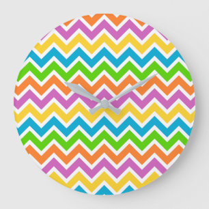 Helder Kleurrijke Regenboog Chevron Patroon Grote Klok