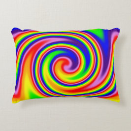 Helder Kleurrijke Regenboog Spiraal Werveling Accent Kussen