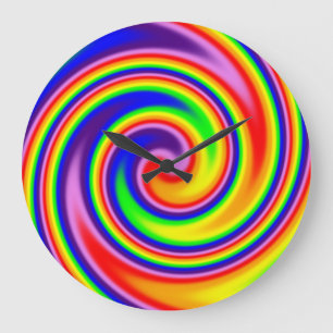 Helder Kleurrijke Regenboog Werveling Felle Kleure Grote Klok