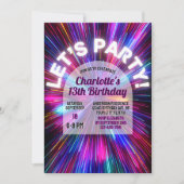 Helder Kleurrijke Roze Neon Glow Tiener Meisje Ver Kaart (Voorkant)