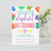 Helder Kleurrijke Witte Olifant Cadeau Uitwisselin Kaart (Staand voorkant)