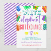 Helder Kleurrijke Witte Olifant Cadeau Uitwisselin Kaart (Voorkant / Achterkant)