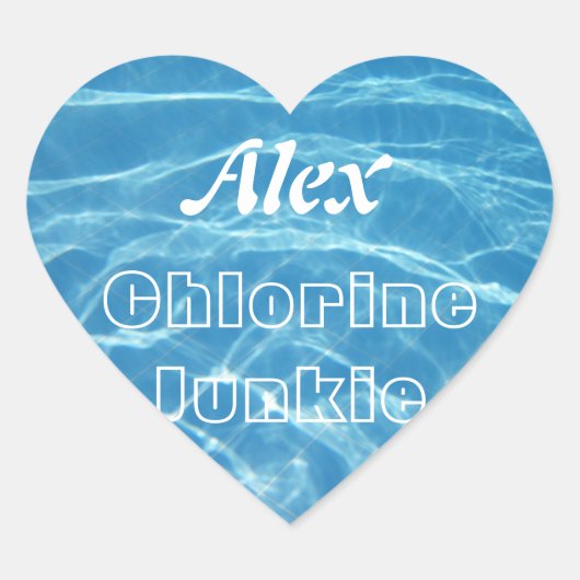 Helder Koel Blauw Aquatisch Zwembad Waterzwemmen Hart Sticker (Voorkant)
