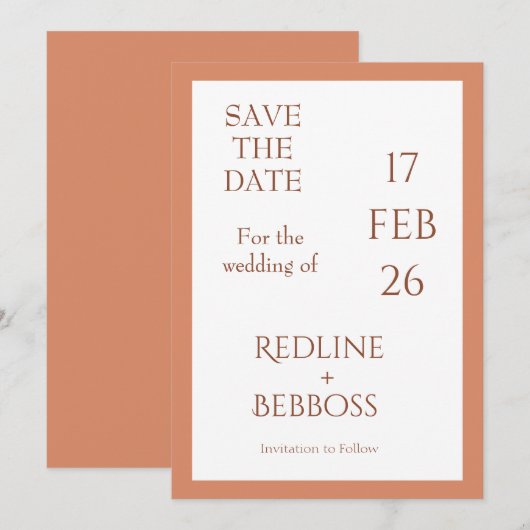 Helder Koper Elegante Moderne Trouw Save The Date (Voorkant / Achterkant)