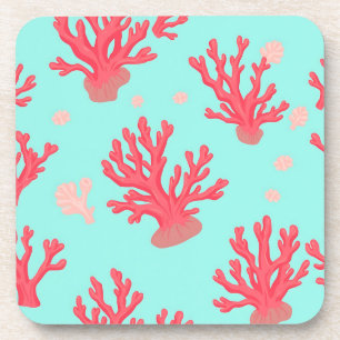 Helder Koraal Teal Oceaan Eenvoudig Scheepvaart Zo Bier Onderzetter