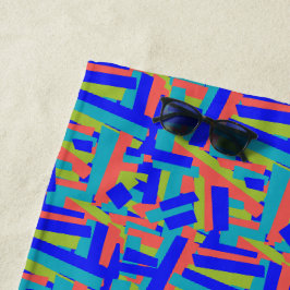 Helder Kordate Blauw Groen Koraal Abstracte Patche Strandlaken