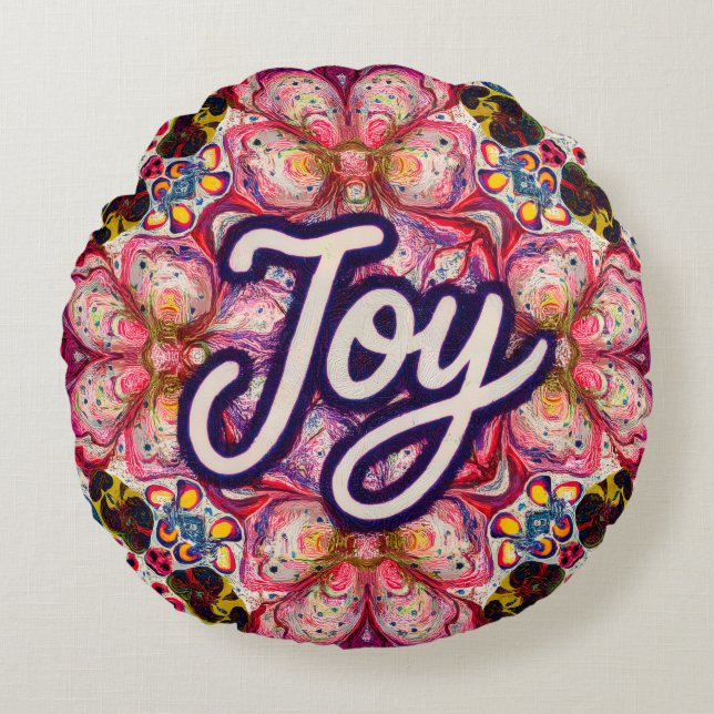Helder Kunstkussen met Kaleidoscoop – Joy-editie   Rond Kussen (Voorkant)