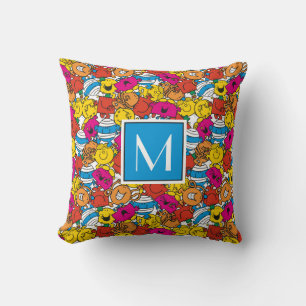 Helder Lachende Gezichten   Monogram Kussen