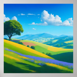 Helder landschap met glooiende heuvels poster