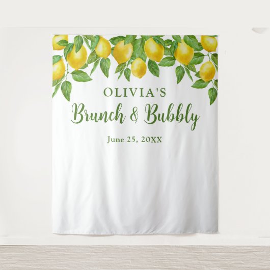 Helder Lemons Bruidsmeisje Bruiloft Foto Booth Ach Wandkleed (Voorkant)