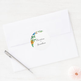 Helder Lentebloem zomer bruiloft retouradres Ronde Sticker