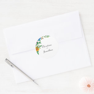 Helder Lentebloem zomer bruiloft retouradres Ronde Sticker