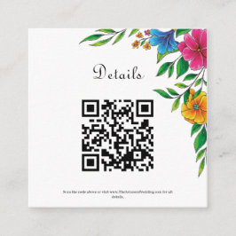 Helder Lentebloemen Bruiloft Zomer QR Code Informatiekaartje